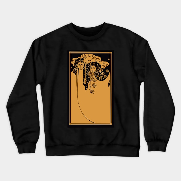 Art Nouveau Ladies (gold on black) Crewneck Sweatshirt by Soth Studio